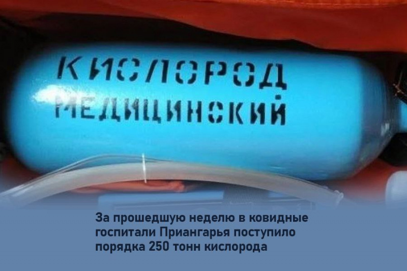 за прошедшую неделю в ковидные госпитали приангарья поступило порядка 250 тонн кислорода