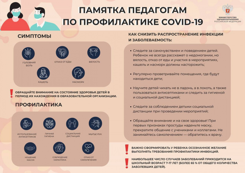 минздрав россии подготовил памятку педагогам по профилактике covid-19 к началу учебного года 